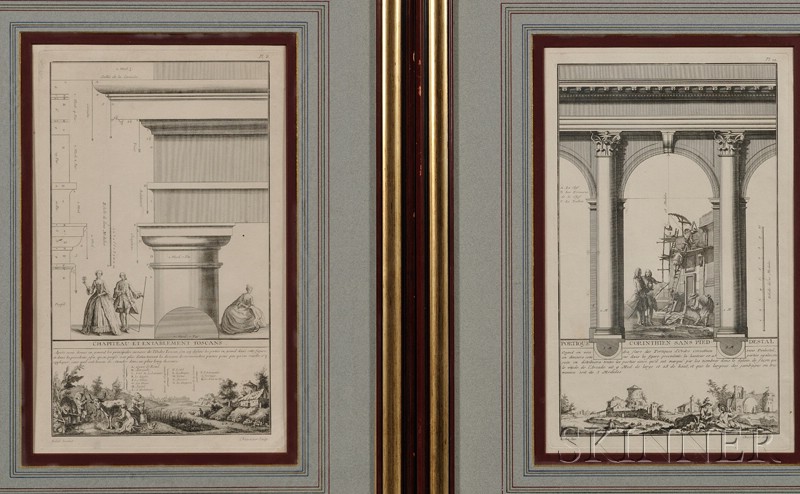 Appraisal: Three Architectural Prints one entitled Chappiteau et Entablement Toscans inscribed