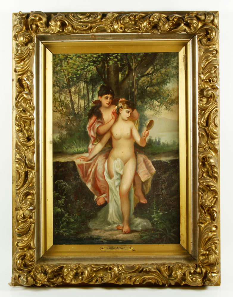 Appraisal: - French Romantic Scene O C French romantic scene oil