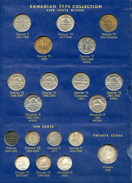 Appraisal: Canada Type Collection Including Large Cents Small Cents Five Cent