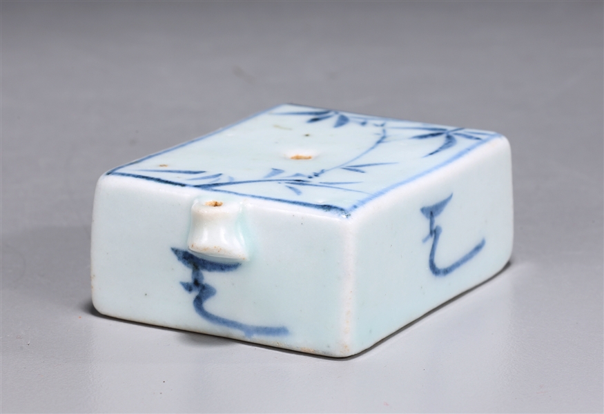 Appraisal: Korean rectangular form blue and white porcelain water dropper with