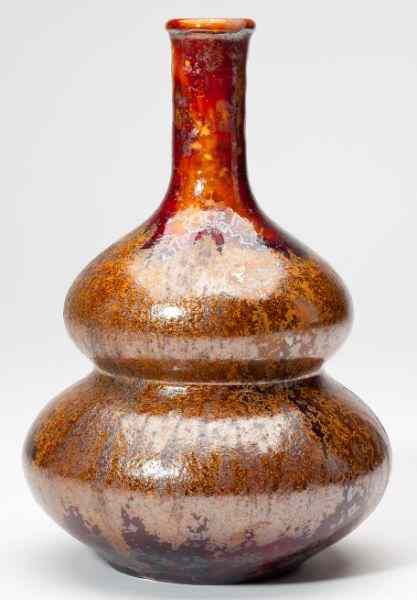 Appraisal: Bulldog Pottery Double Gourd Bottle VaseChinese form bottle vase with