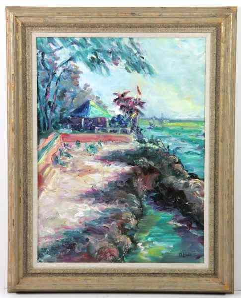 Appraisal: O Lewis NC Tropical Sceneoil on canvas signed at lower