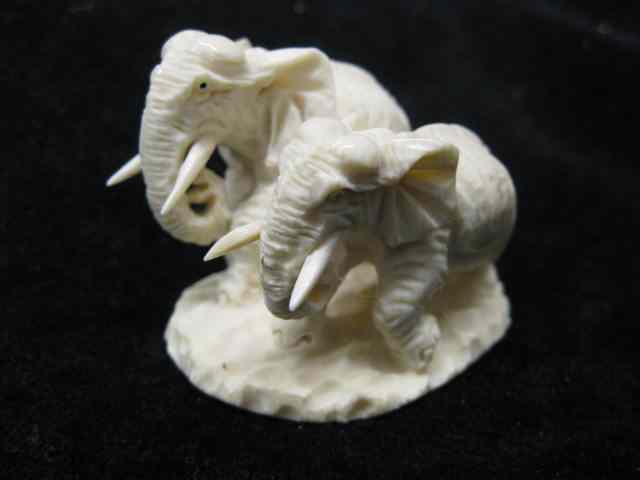 Appraisal: Carved Ivory Figurine of Two Elephants fine detail '' excellent