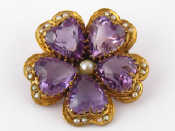 Appraisal: An antique silver gilt amethyst brooch the amethysts cut as