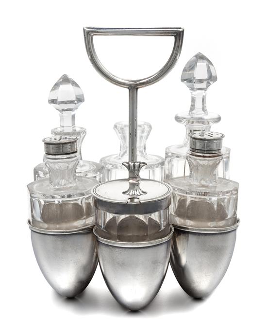 Appraisal: Sale Lot An English Silver-Plate Cruet Set Dr Christopher Dresser