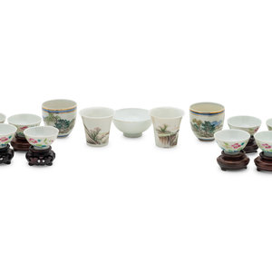 Appraisal: Thirteen Chinese Famille Rose Porcelain Wine Cups TH CENTURY comprising