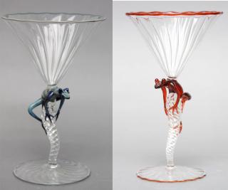 Appraisal: Robert Mickelson American b - Frog Martini Glasses Blown glass