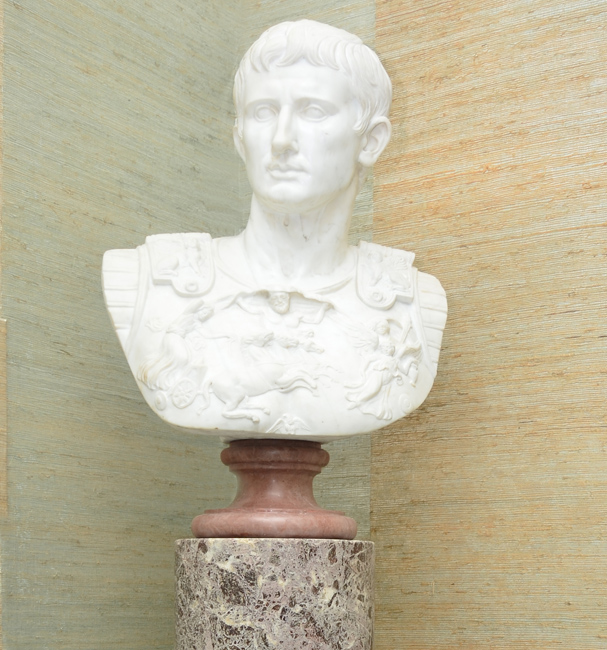 Appraisal: MASSIVE CARVED MARBLE BUST OF AUGUSTUS CAESAR High quality th