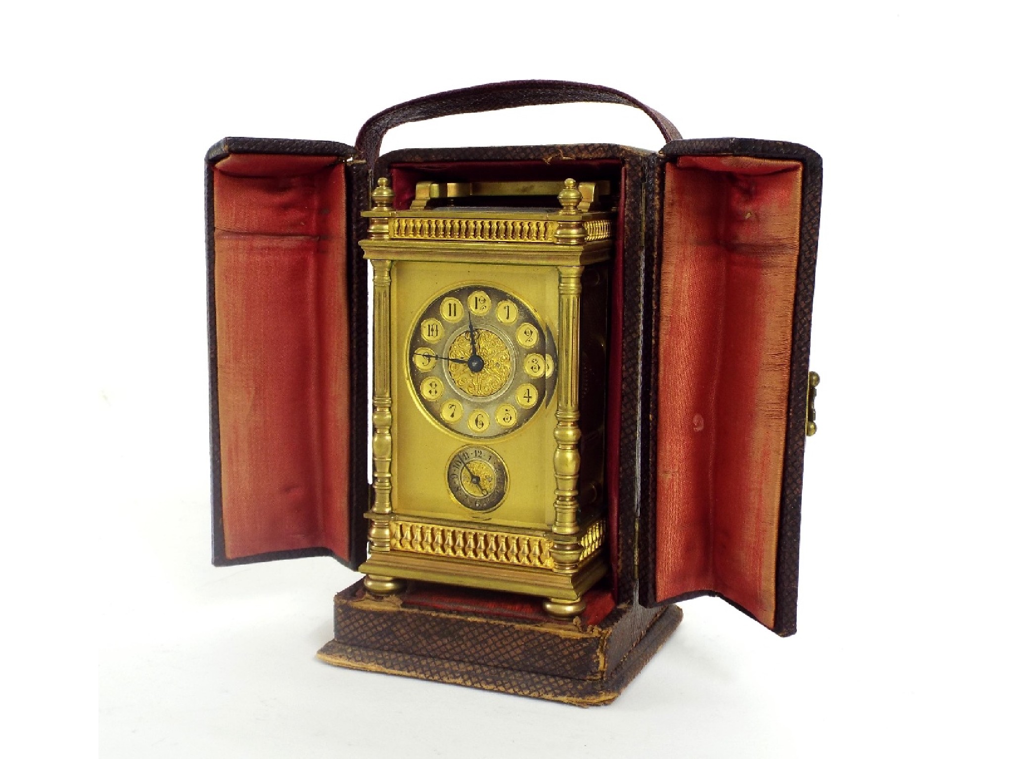 Appraisal: Carriage clock with alarm striking on a bell the silvered