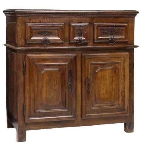 Appraisal: French Provincial oak sideboard th c having rectangular plank top