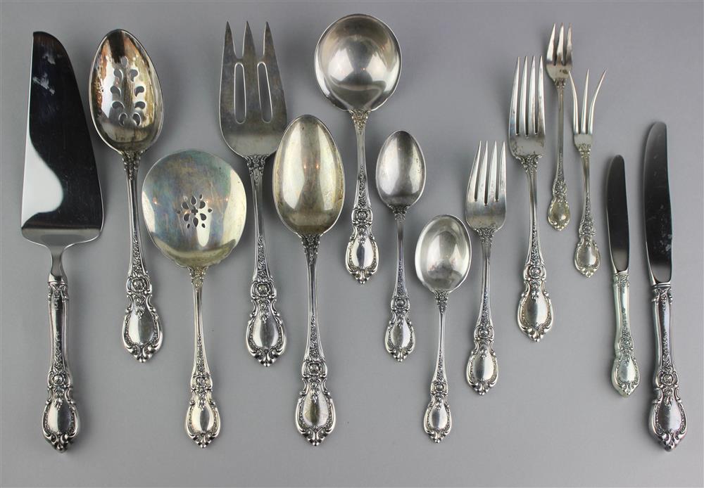 Appraisal: TOWLE CHARLEMAGNE SILVER PART- FLATWARE SERVICE including hollow-handled luncheon knives