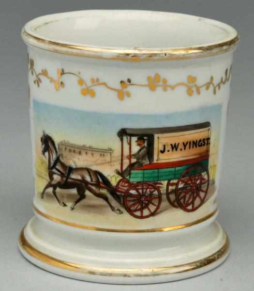 Appraisal: Horse-Drawn Delivery Wagon Shaving Mug Marked J W Yingst on