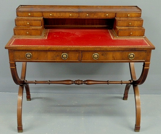 Appraisal: Regency style mahogany writing desk with reeded down-swept legs h