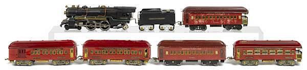 Appraisal: American Flyer wide gauge seven-piece train set American Flyer wide