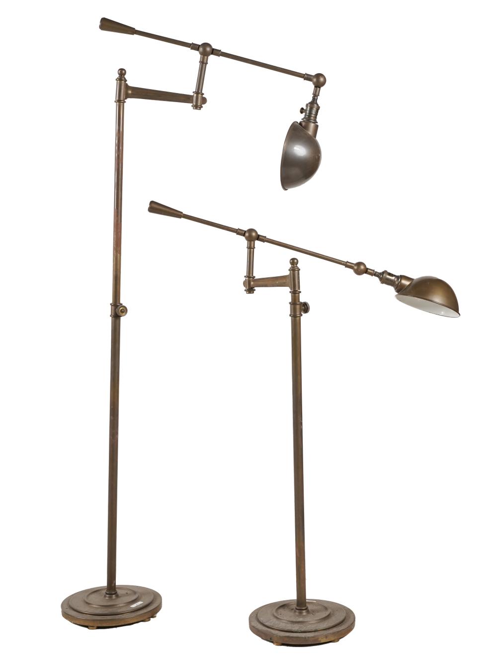 Appraisal: PAIR OF VISUAL COMFORT BRASS ADJUSTABLE FLOOR LAMPSmarked to sockets