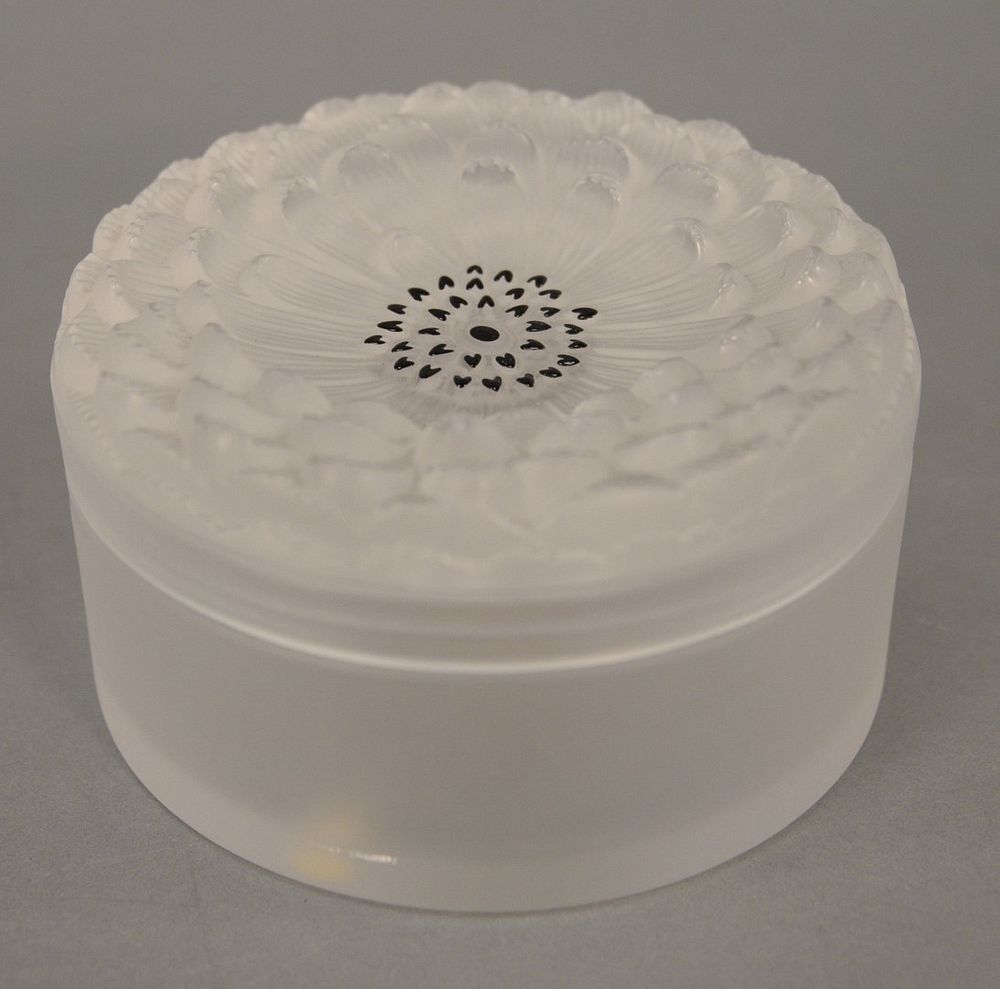 Appraisal: Lalique Dahlia powder box glass box with frosted flower top