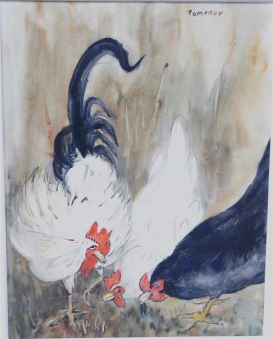 Appraisal: POMEROY FLORENCE W GOUACHE AND WATER COLOR Chickens signed upper