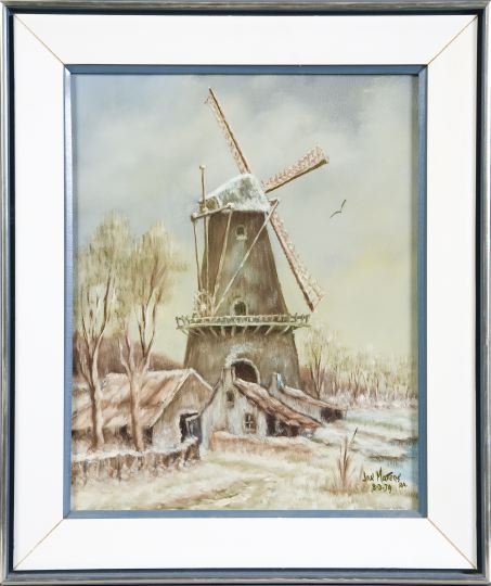 Appraisal: Jan Maters Dutch th Century Windmill in a Winter Landscape