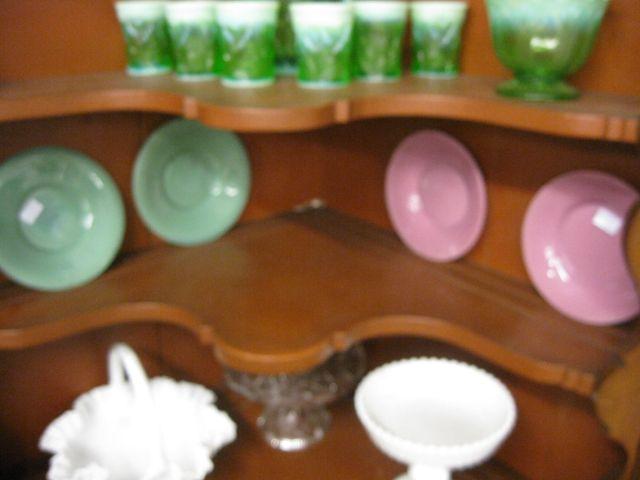 Appraisal: Early Art Glass Plates two jade green and two pink