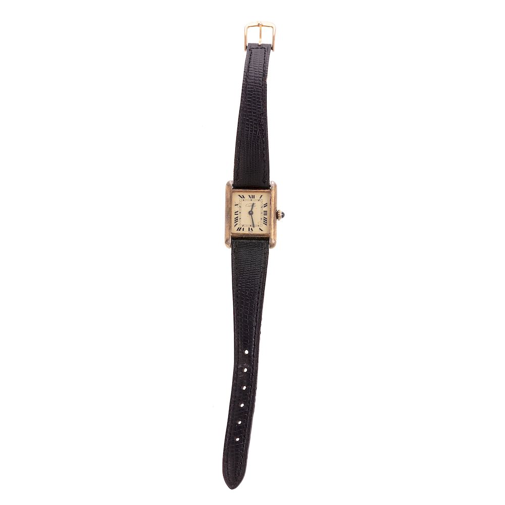 Appraisal: A Ladies Vintage Cartier Tank Watch Sterling silver with gold