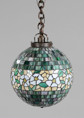 Appraisal: Stained Glass Hanging Light Fixture orb with encircling band of