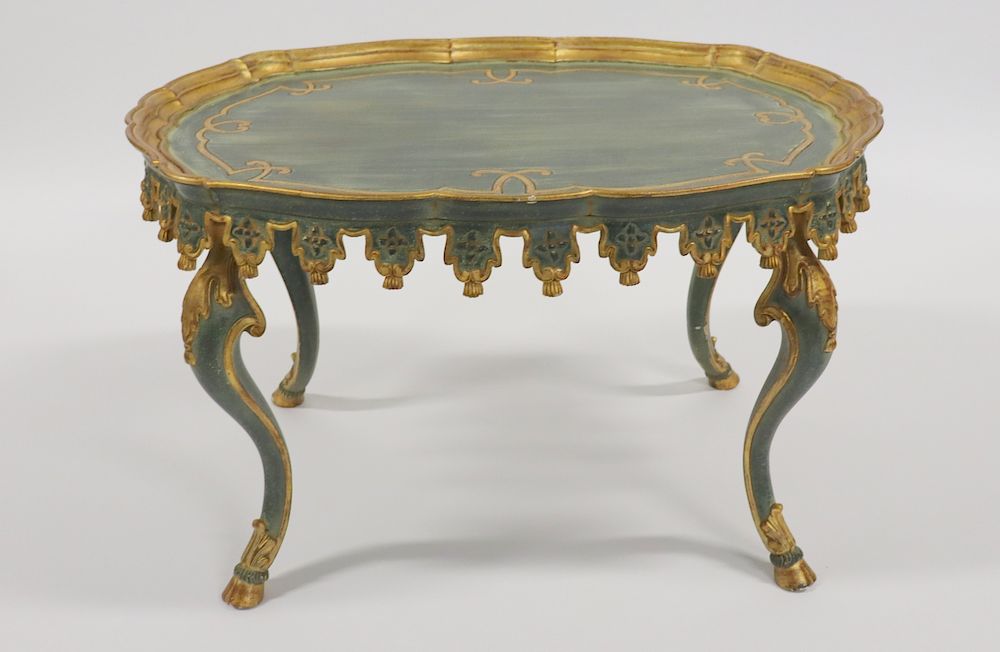 Appraisal: Vintage And Quality Paint And Gilt Decorated Italian Coffee Table