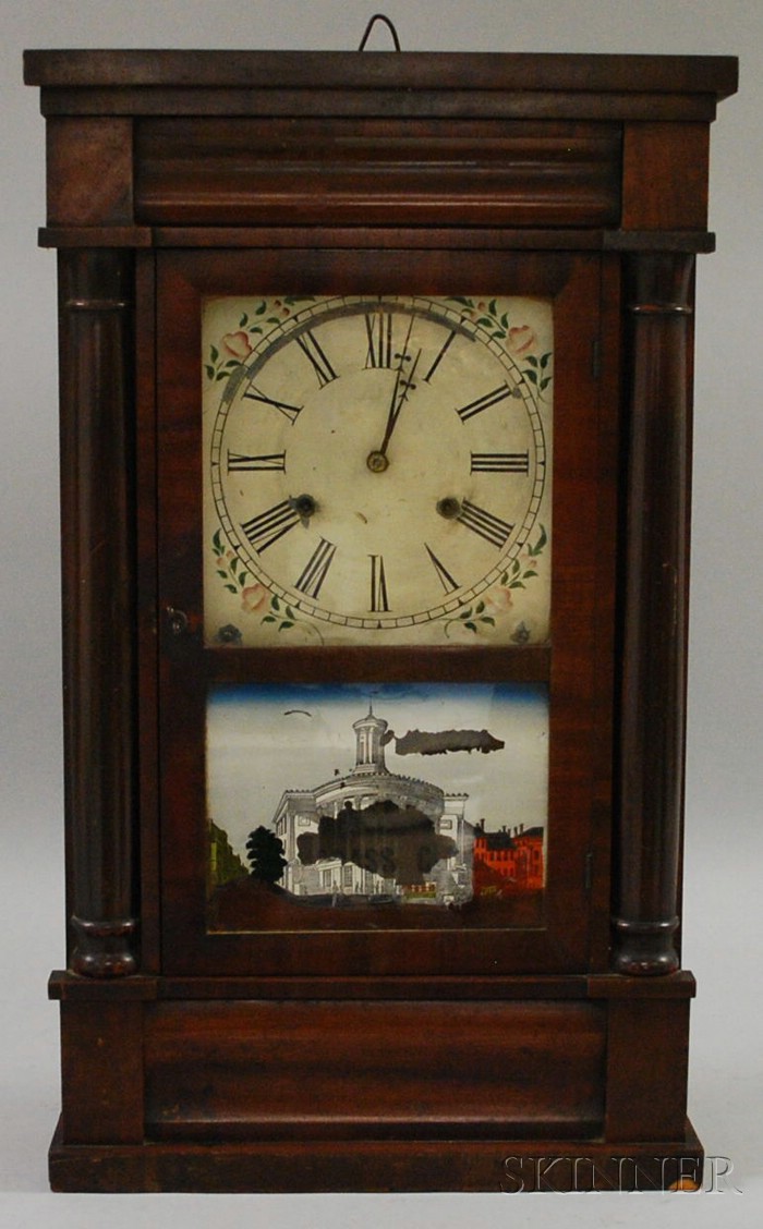 Appraisal: Mahogany Half Column Shelf Clock by Chauncey Jerome New Haven