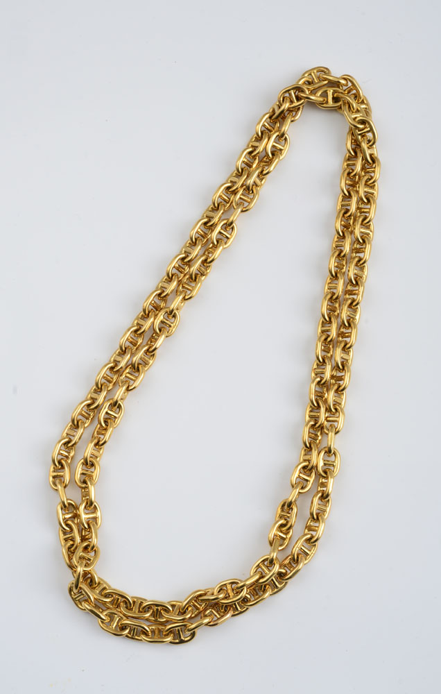 Appraisal: K GOLD LONG CHAIN Stud-marine anchor chain links without clasp