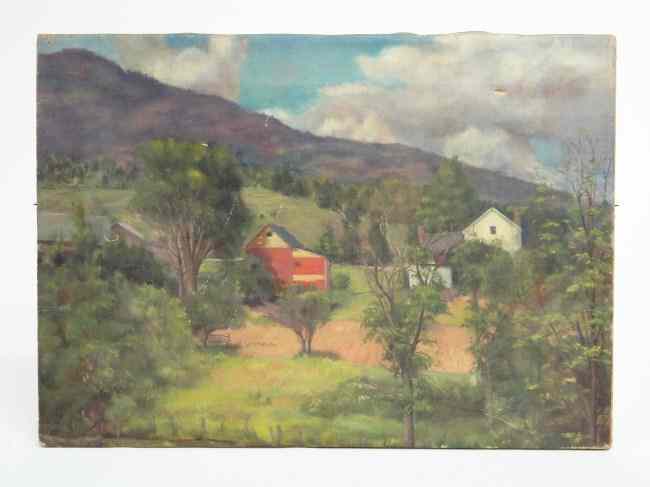 Appraisal: Painting oil on canvas farmscape signed ''H De Sanchez'' Harriet