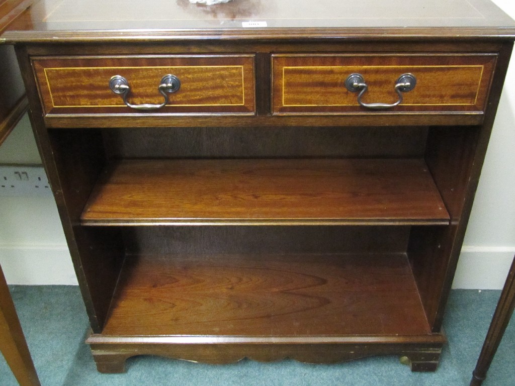 Appraisal: Reproduction open bookcase with drawers and a similar hall table