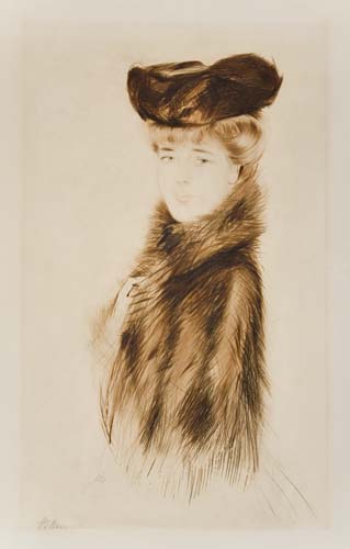 Appraisal: PAUL C SAR HELLEU Femme au Manteau Color etching and