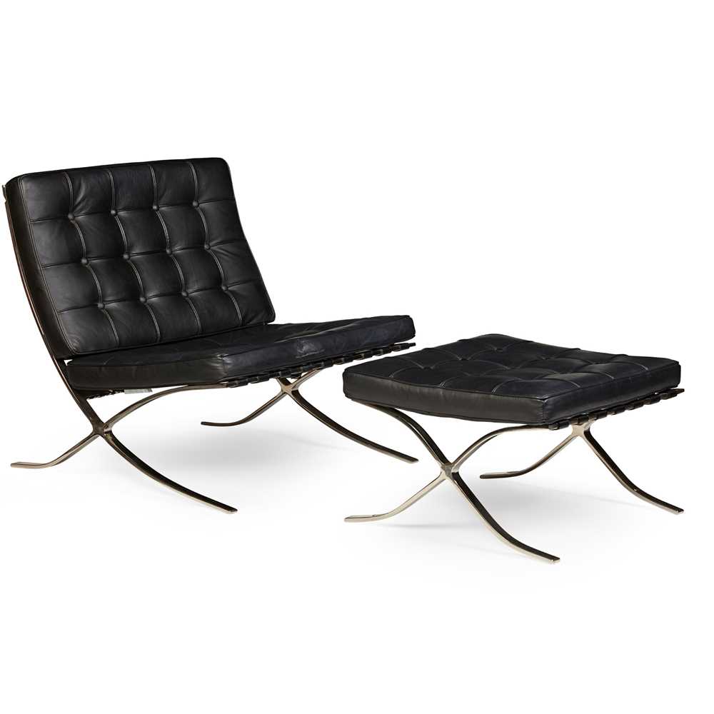 Appraisal: LUDWIG MIES VAN DER ROHE - 'BARCELONA' CHAIR OTTOMAN DESIGNED