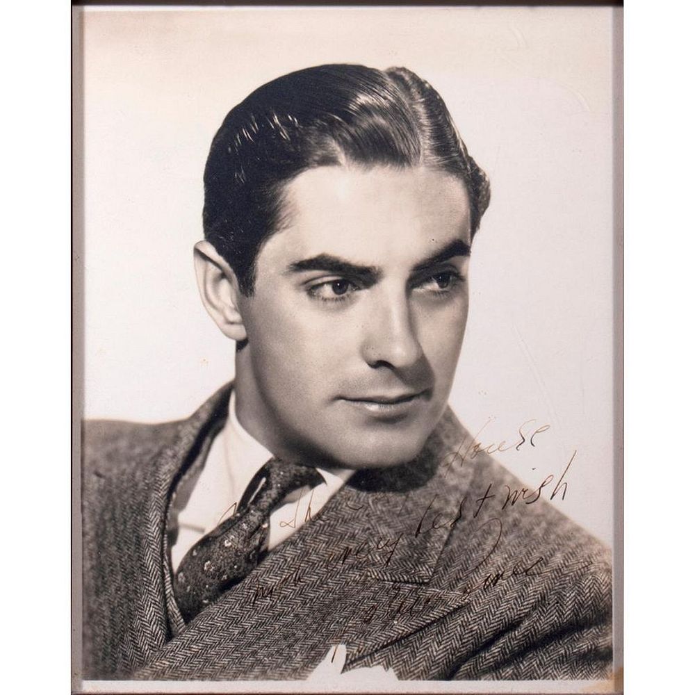 Appraisal: Tyrone Power Original autographed inscribed photograph Size x Condition Showing