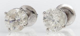 Appraisal: Pair of Diamond Stud Pierced Earrings each with a carat