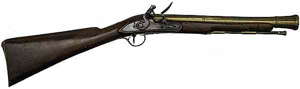 Appraisal: English Flintlock Blunderbuss bore diameter brass barrel cannon muzzle with