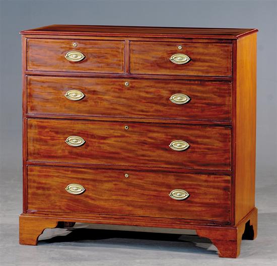 Appraisal: English inlaid mahogany chest of drawers circa rectangular molded top