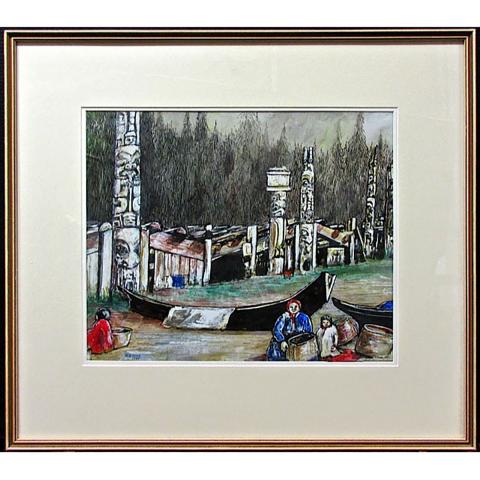 Appraisal: D G LENT NATIVE CANADIAN TH CENTURY HAIDA VILLAGE WATERCOLOUR