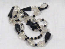 Appraisal: A black and white crystal necklace circa