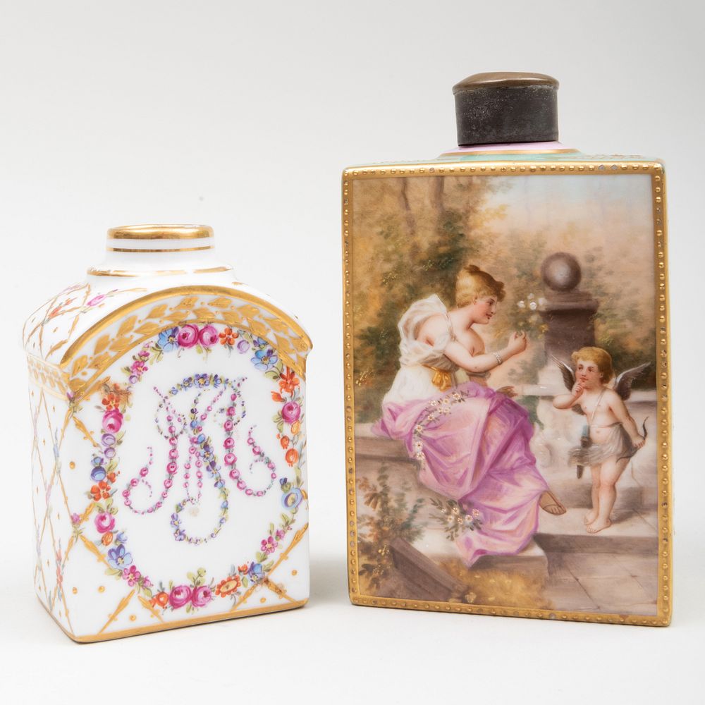 Appraisal: Two Austrian Porcelain Tea Caddies Comprising A Royal Vienna style