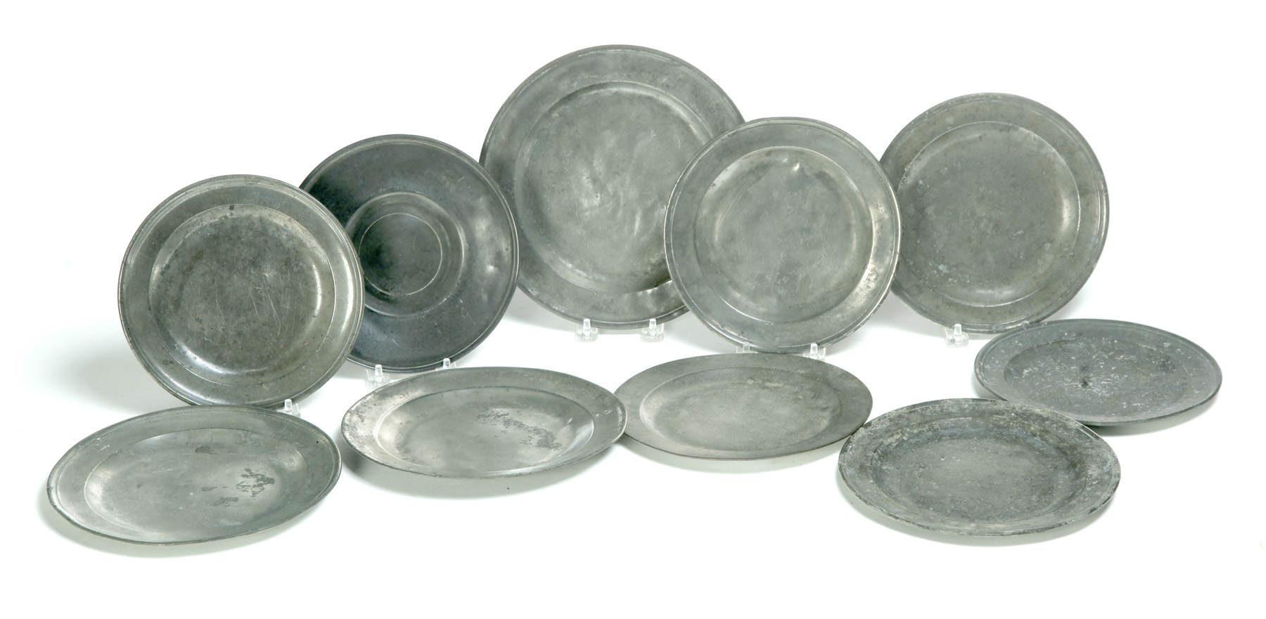 Appraisal: TEN EUROPEAN AND AMERICAN PEWTER PLATES Nineteenth century From dia