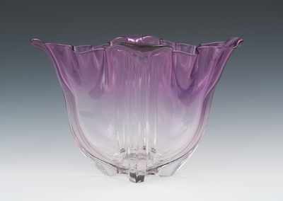 Appraisal: A Steuben Grotesque Glass Bowl Amethyst Clear Apprx - x