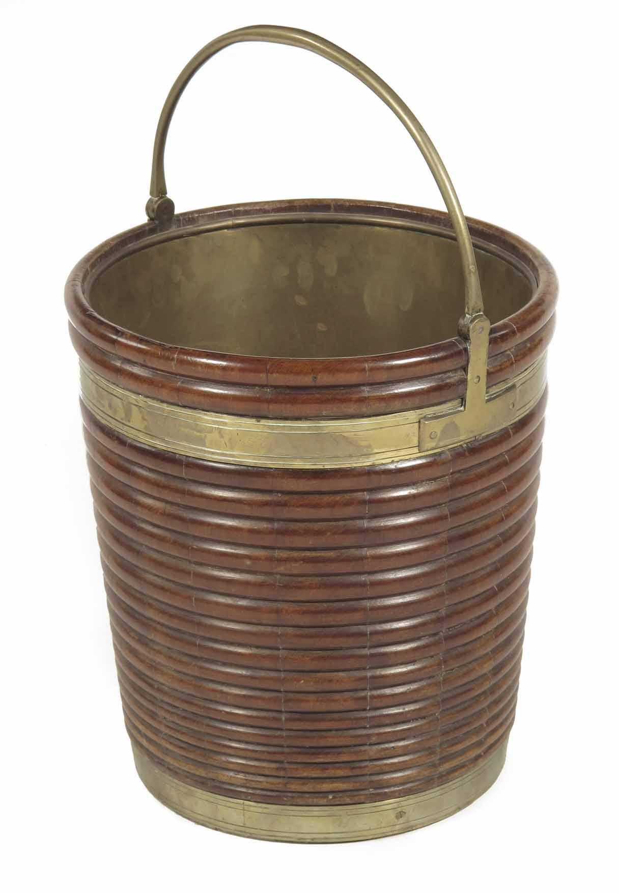 Appraisal: A George III Irish mahogany and brass bound peat bucket