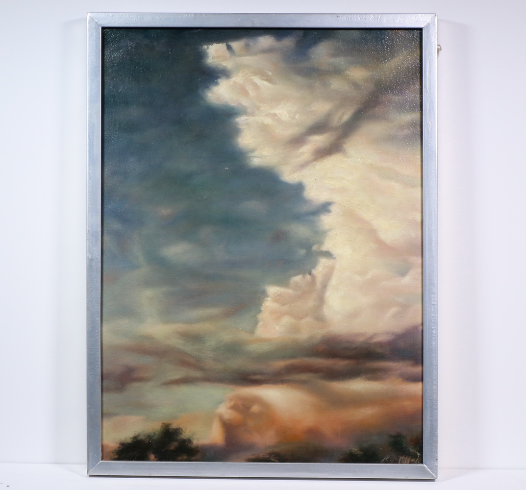 Appraisal: CONTEMPORARY OIL PAINTING SIGNED R MILLER Approaching Cloud Bank oil