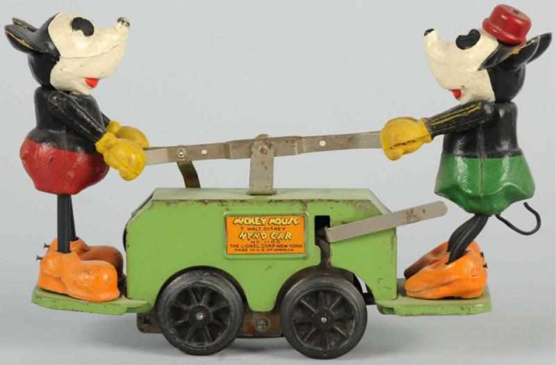 Appraisal: Lionel Disney Clockwork Mickey Minnie Handcar American Green base and