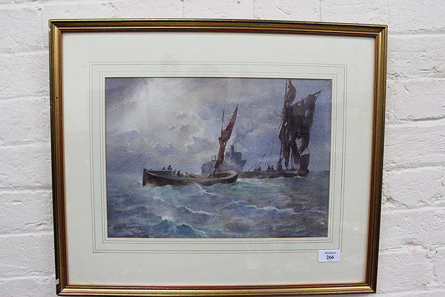 Appraisal: ALSWEN MONTGOMERY - 'Return of the Wreck' watercolour x