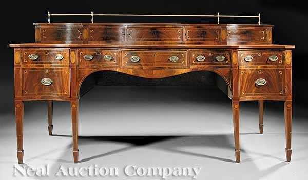 Appraisal: An American Federal Inlaid Mahogany Serpentine Sideboard early th c