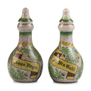 Appraisal: Two Earthenware Apothecary Bottles th Century Height inches Property from