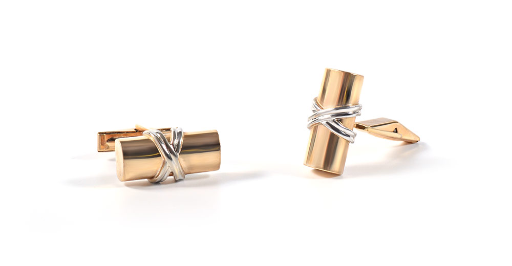 Appraisal: K TWO TONE GOLD CUFFLINKS K yellow with white gold