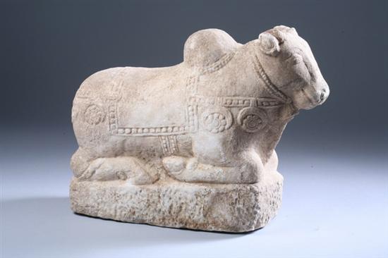 Appraisal: RARE INDIAN WHITE MARBLE FIGURE OF NANDI THE BULL circa