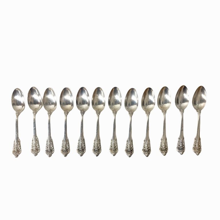 Appraisal: Sterling Silver Grande Baroque Dinner Spoons Sterling Silver Grande Baroque